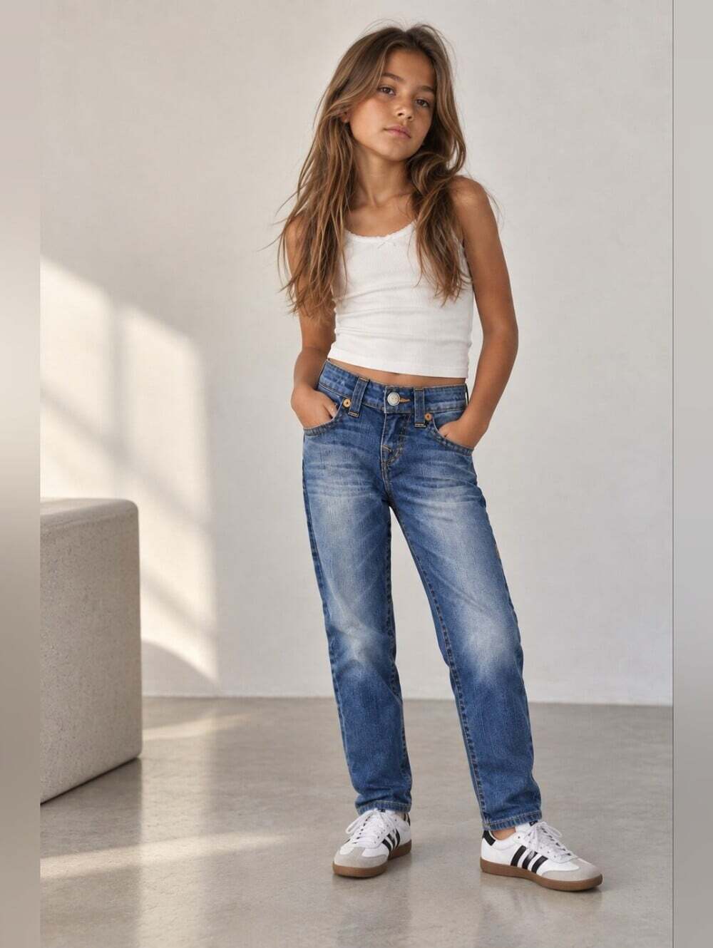 True Religion Girls Size 10 Brooklyn Bootcut Jeans Y2K Horseshoe Denim